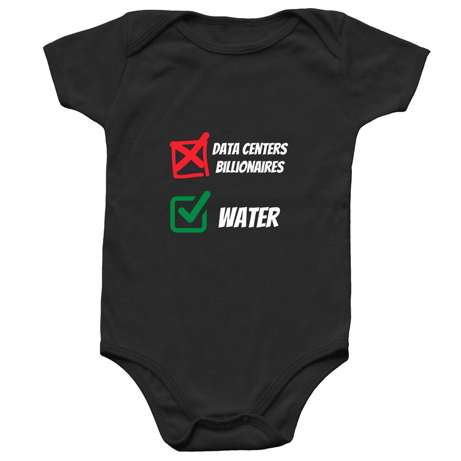 NO DATA CENTERS, a Black Infant Onesie