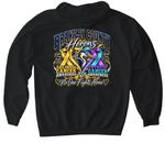 BC Childhood Cancer &Thyroid Cancer, a Black Gildan Softstyle Pullover Hoodie (back-view)