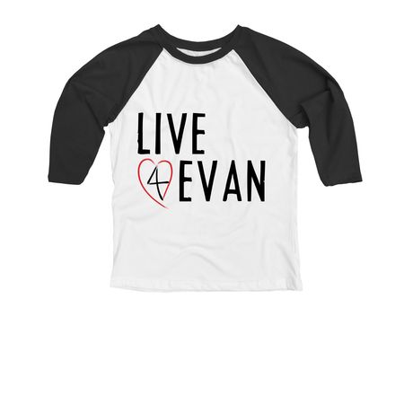 L4E Apparel, a Black and White Youth 3/4 Sleeve Baseball Tee