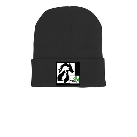 Celebrate 25 Years With Us!, a Black Printed Cuffed Beanie