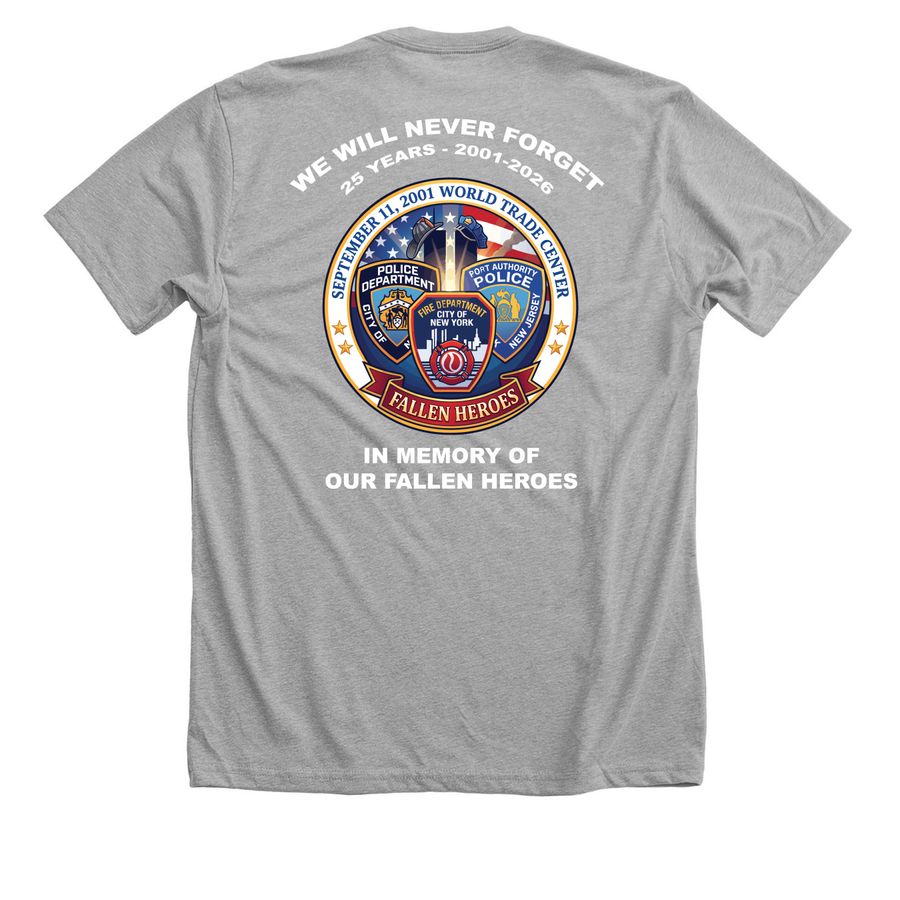 FDNY Racing Tribute to the 9/11 Fallen Heroes, a Athletic Heather Premium Unisex Tee (back-view)