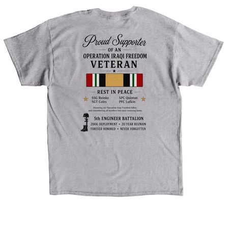 Supporter 5th EN BN | OIF | 20-Year Reunion, a Sport Grey Classic Unisex Tee (back-view)