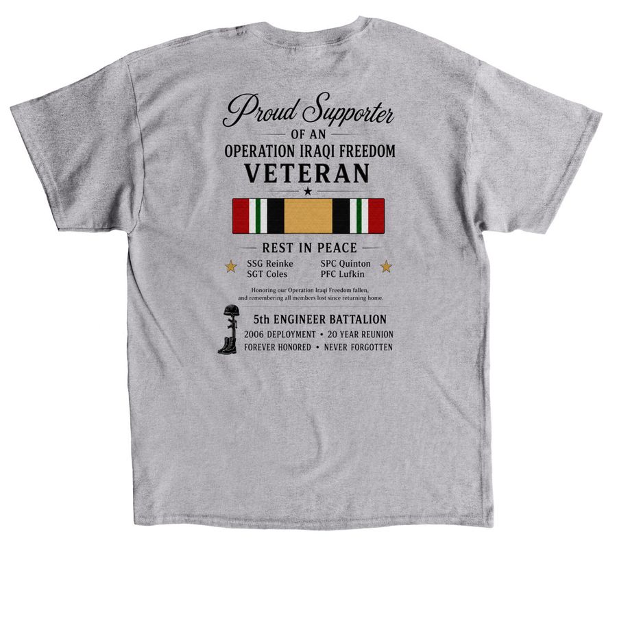 Supporter 5th EN BN | OIF | 20-Year Reunion, a Sport Grey Classic Unisex Tee (back-view)