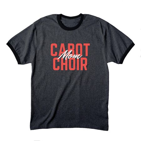 Cabot Choir Mom Tee, a Dark Heather Grey/ Jet Black Cotton Ringer Tee