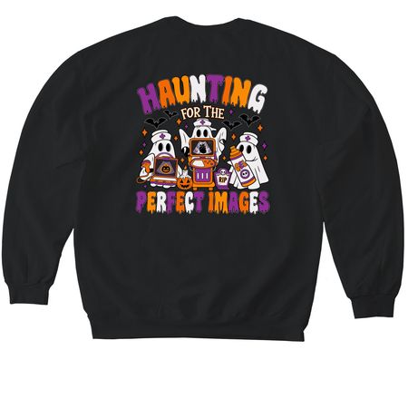 Spooky Sonographer, a Black Softstyle Crewneck Sweatshirt