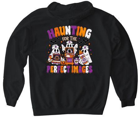 Spooky Sonographer, a Black Gildan Softstyle Pullover Hoodie
