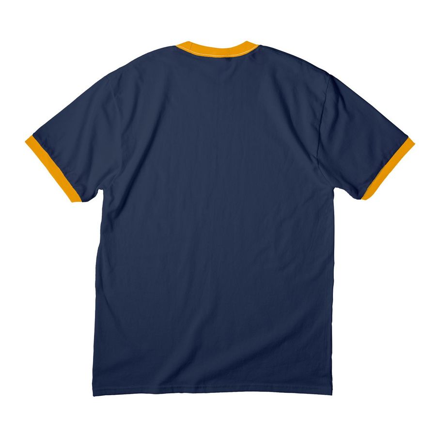 Figure It Out, a Navy/ Gold Cotton Ringer Tee (back-view)