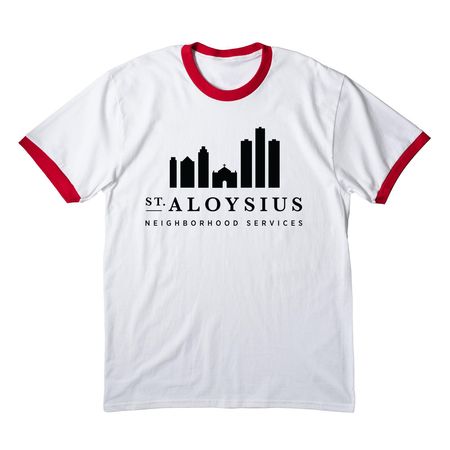 Neighborhood Services Volunteer Gear, a White/ Red Cotton Ringer Tee