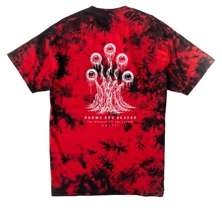 the blessed /// the cursed, a Black/ Red Crystal Tie Dye Tee (back-view)