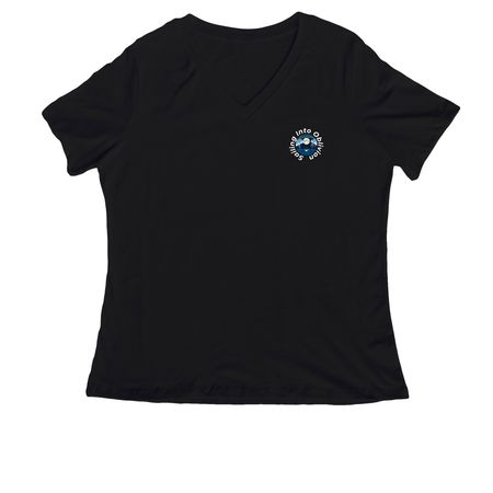 Full Moon Sail, a Black Women's Relaxed V-Neck Tee
