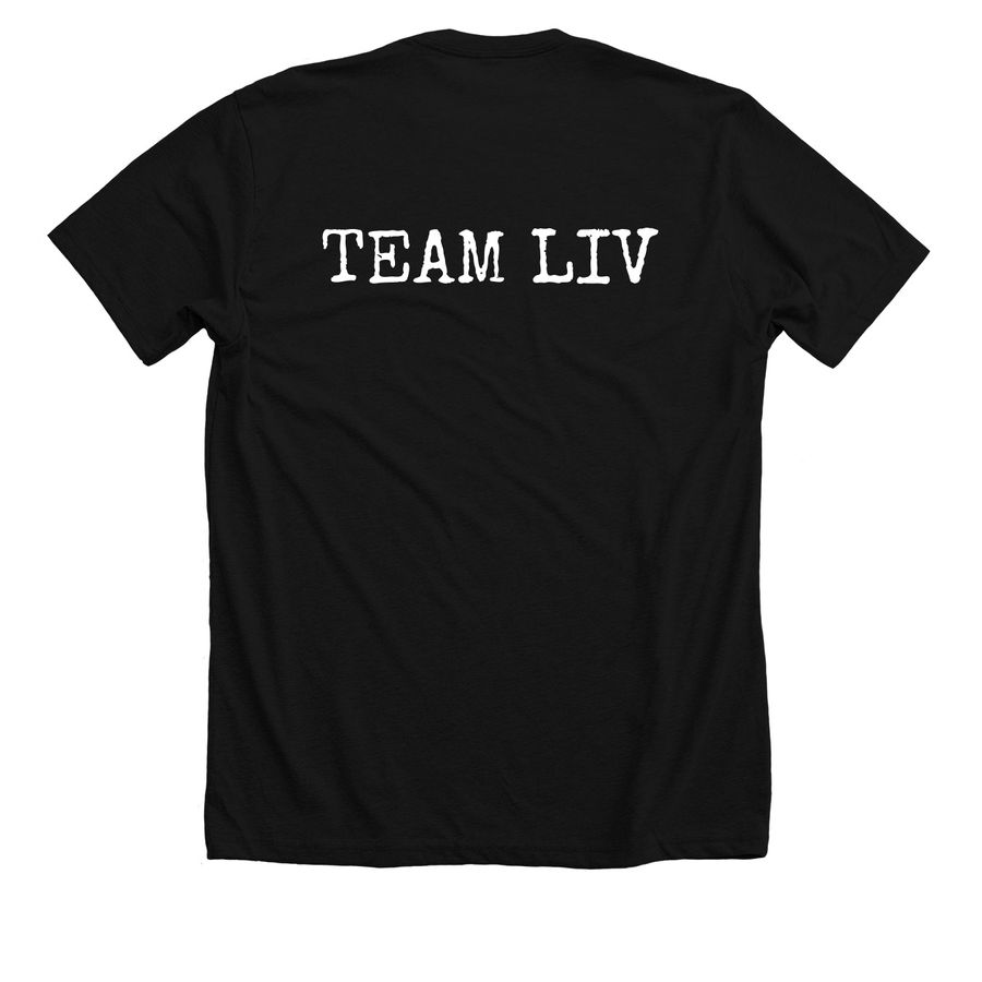Liv?s Support System, a Solid Black Blend Premium Unisex Tee (back-view)