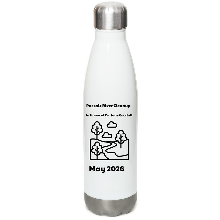 Passaic River Cleanup Water Bottle, a White Stainless Steel Water Bottle