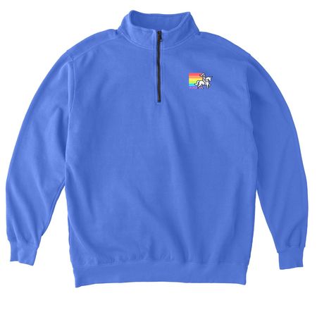 Rainbow Knights [Small Logo], a Flo Blue Comfort Colors Quarter Zip Pullover