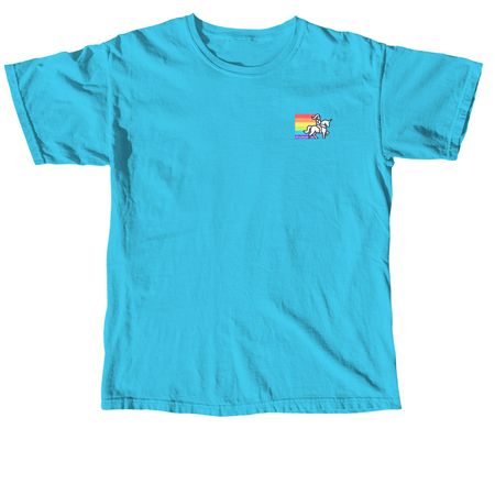 Rainbow Knights [Small Logo], a Lagoon Blue Comfort Colors Unisex Tee