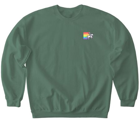 Rainbow Knights [Small Logo], a Military Green Softstyle Crewneck Sweatshirt