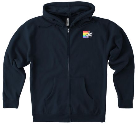 Rainbow Knights [Small Logo], a Navy Heavyweight Zip Up Hoodie