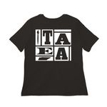 TAEA Square Logo T, a Black Women?s Relaxed Cotton Tee (back-view)