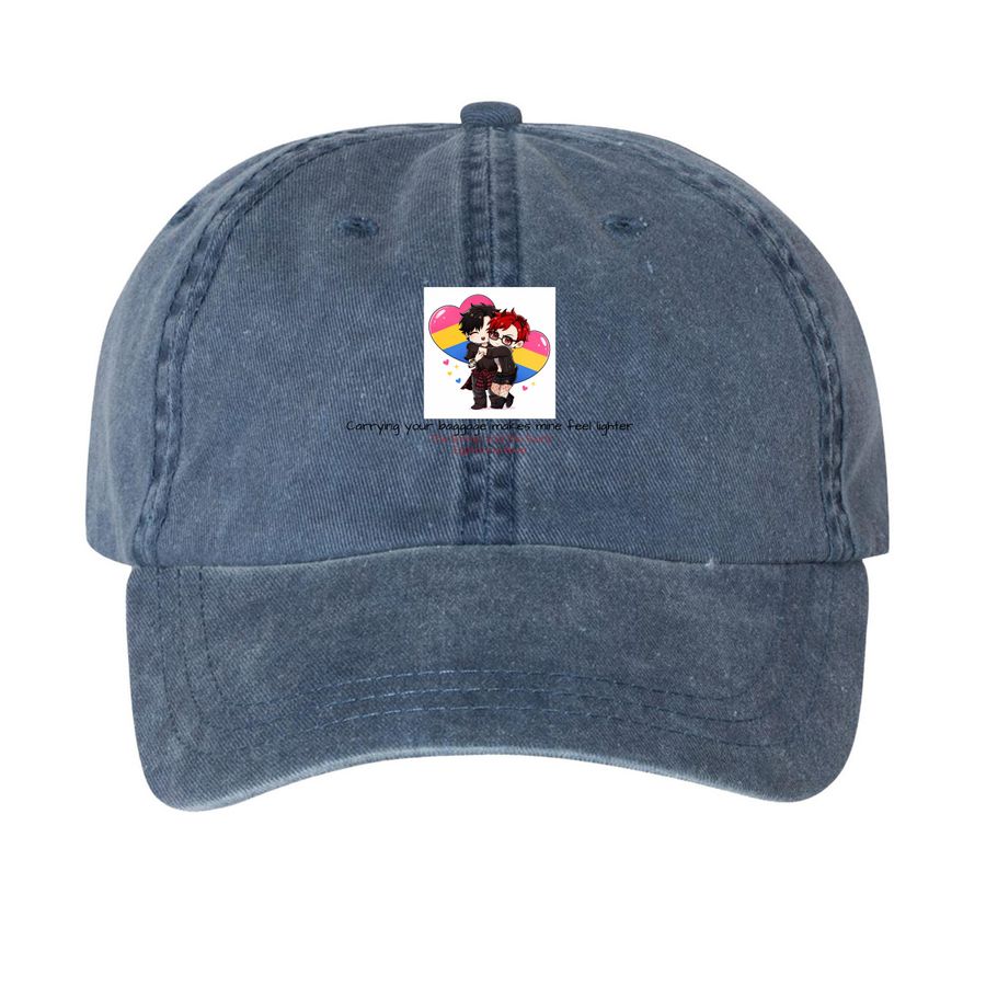The Sinner and the Saint, a Navy Printed Pigment Dye Baseball Cap