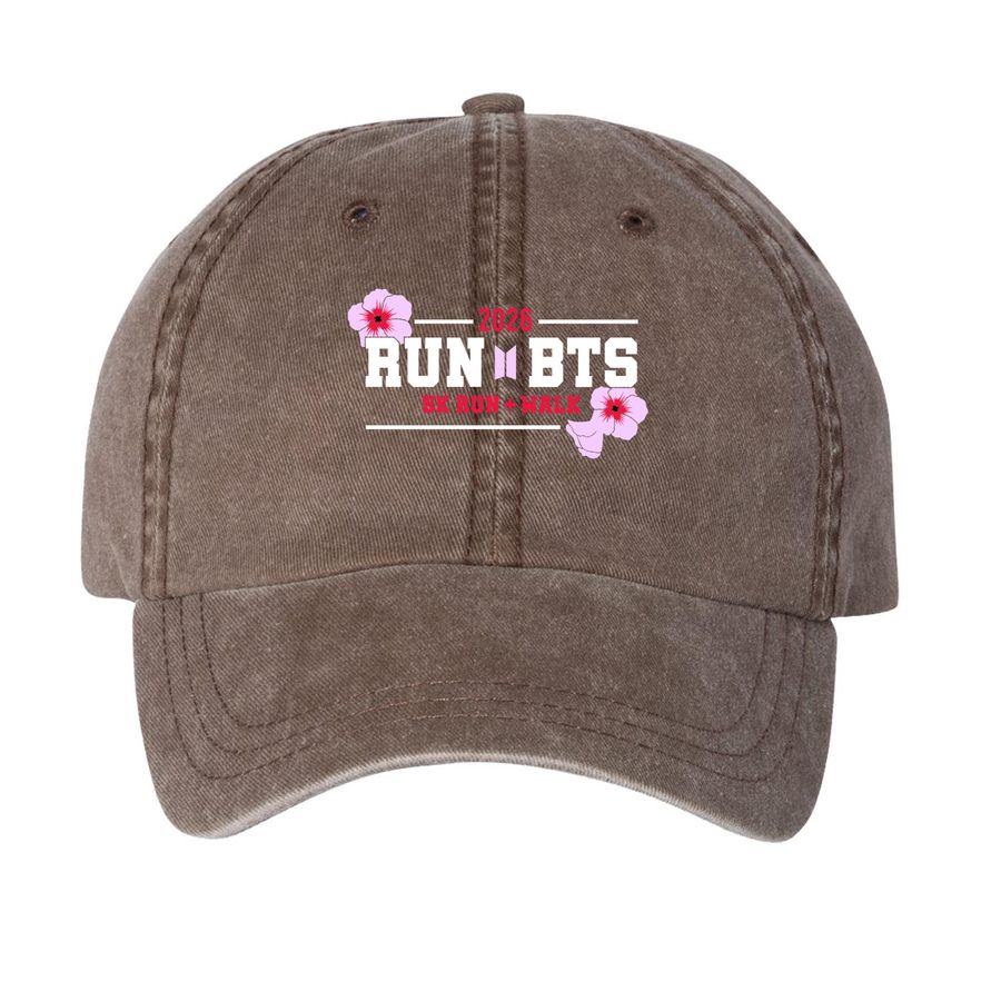 Logo hats, a Brown Printed Pigment Dye Baseball Cap