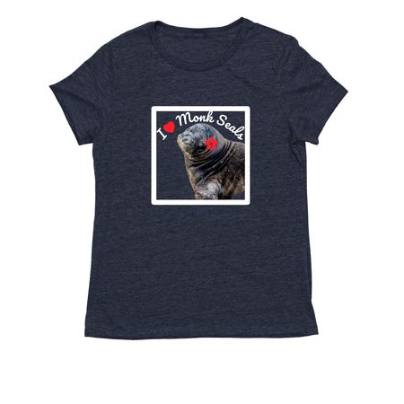 I Love Monk Seals, featuring Keaka!, a Rebel Blue Allmade Eco Triblend Women?s Tee