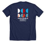 Indivisible Hawai'i Official T-Shirts, a Solid Navy Blend Premium Unisex Tee (back-view)