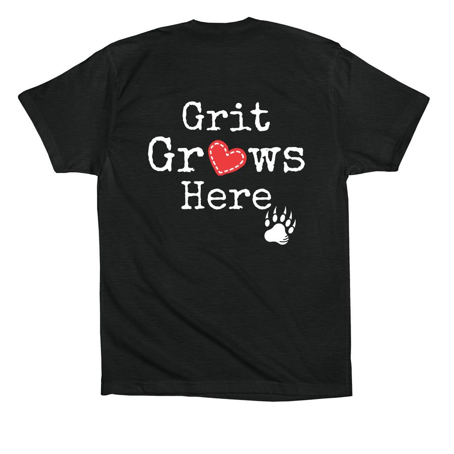 Grit Grows Here, a Vintage Black Premium Cotton Tee (back-view)