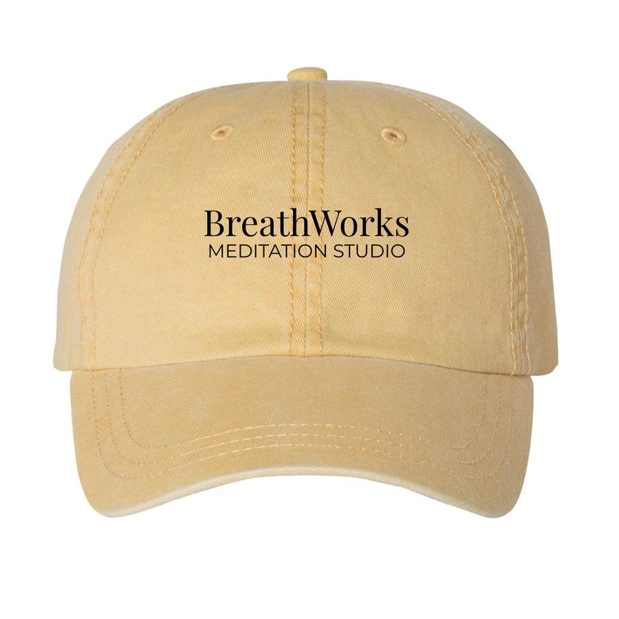 BreathWorks Hat, a Mustard Printed Pigment Dye Baseball Cap