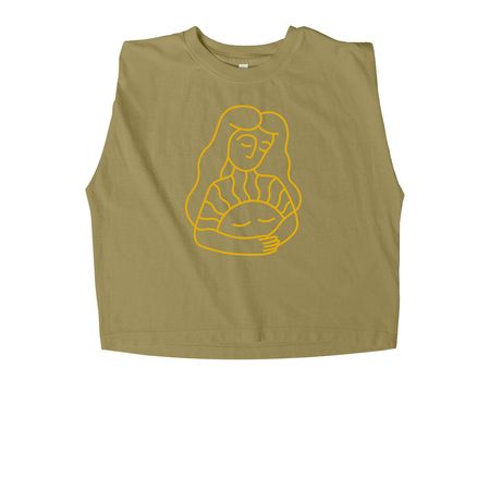 Sol Woman (Mustard), a Faded Army Women's Heavyweight Garment Dye Muscle Tee