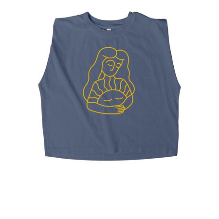 Sol Woman (Mustard), a Faded Navy Women's Heavyweight Garment Dye Muscle Tee