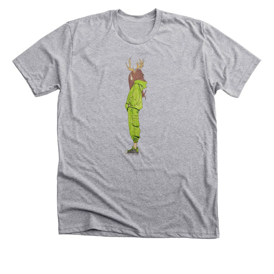 Deer Lady, a Athletic Heather Premium Unisex Tee