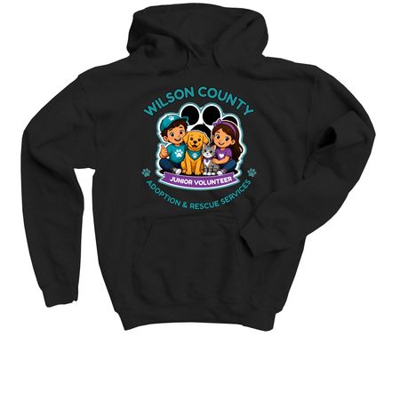 Junior Volunteer Gear, a Black Youth Pullover Hoodie