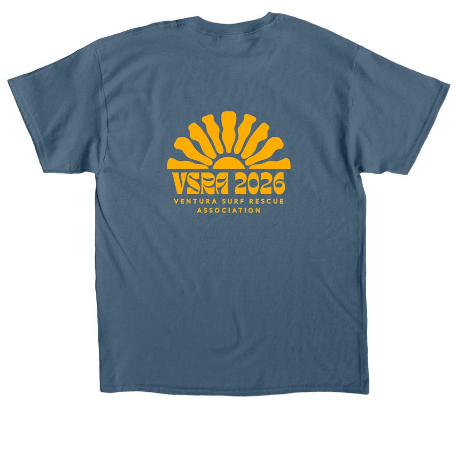 Bold Sun Graphic, a Indigo Blue Classic Unisex Tee (back-view)