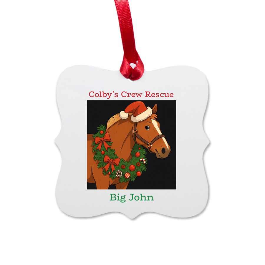 Big John Ornament, a White Aluminum Square Ornament