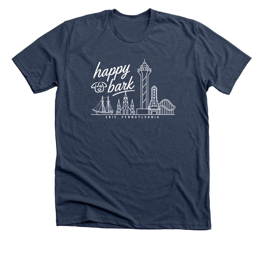 Hometown Happy, a Heather Navy Premium Unisex Tee