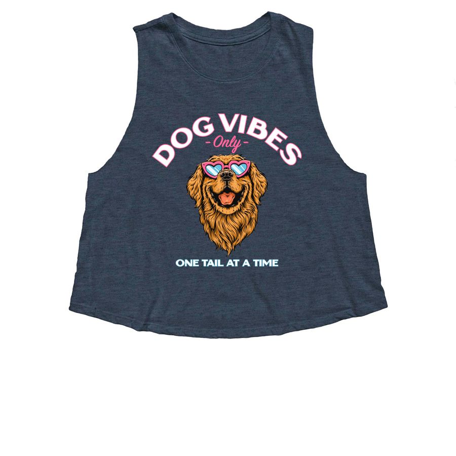 Dog Vibes Only, a Heather Navy Women's Cropped Racerback Tank