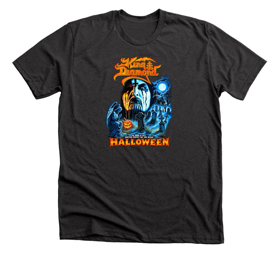 King Diamond Halloween T Shirt, a Dark Grey Heather Premium Unisex Tee