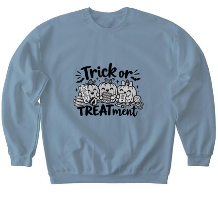 Trick or TREATmeant, a Stone Blue Softstyle Crewneck Sweatshirt