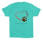 Tail Waggers HOPP Shirts, a Teal Premium Cotton Tee (back-view)