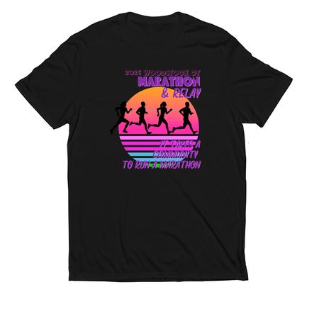 2026 Woodstock CT Marathon & Relay, a Deep Black Allmade Eco Triblend Unisex Tee