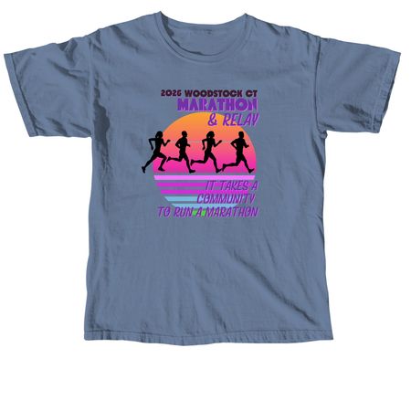 2026 Woodstock CT Marathon & Relay, a Blue Jean Comfort Colors Unisex Tee