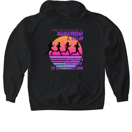 2026 Woodstock CT Marathon & Relay, a Black Gildan Softstyle Pullover Hoodie