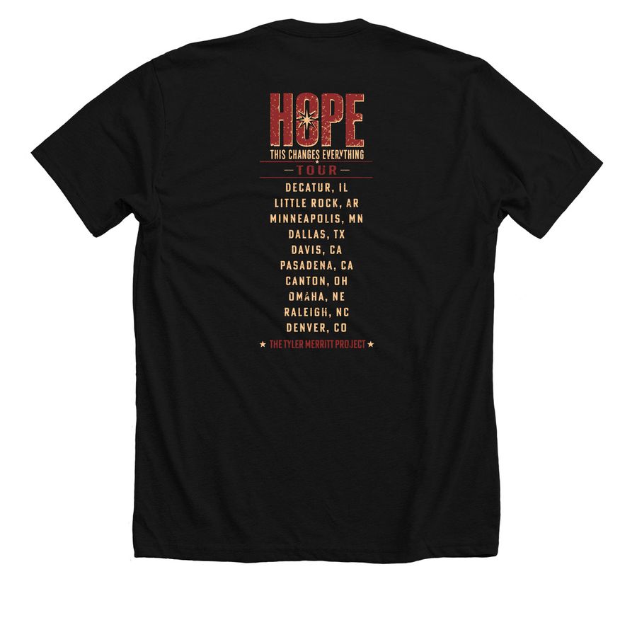 Hope: This Changes Everything Tour, a Solid Black Blend Premium Unisex Tee (back-view)