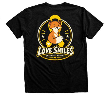 Love Smiles: Books, Comfort & Hope, a Black Heather Premium Unisex Tee (back-view)