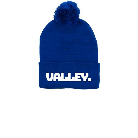 School Spirit Winter Hat, a Royal Printed Pom-Pom Beanie