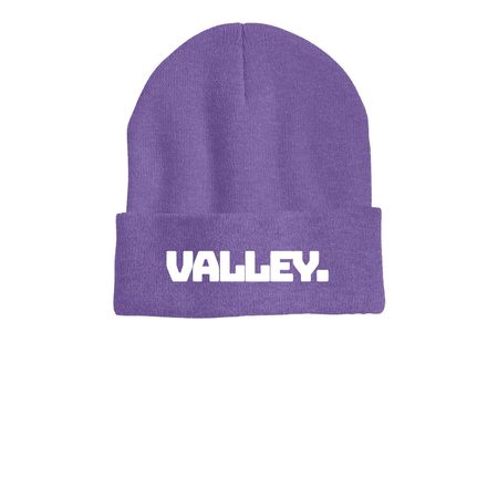 School Spirit Winter Hat, a Heather Purple Printed Cuffed Beanie