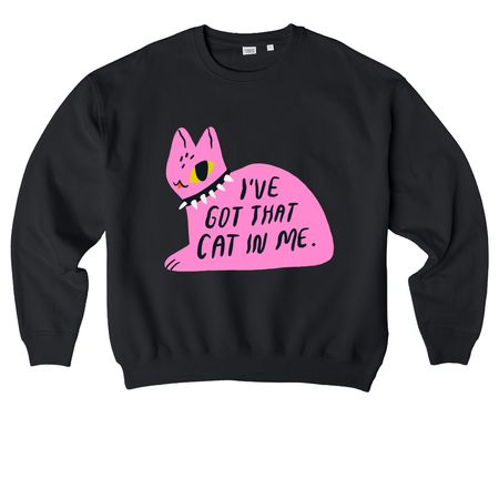 I've Got That Cat In Me, a Black Stanley/Stella Ledger Dry Crewneck Sweatshirt