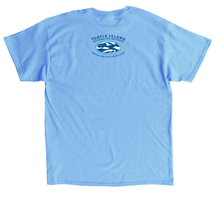 Save the North Atlantic Right Whales, a Carolina Blue Classic Unisex Tee (back-view)