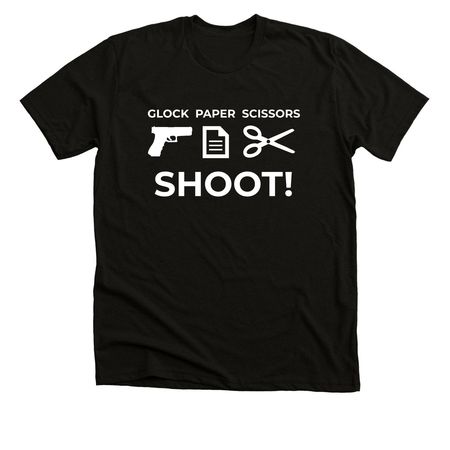 Glock Paper Scissors, a Solid Black Blend Premium Unisex Tee