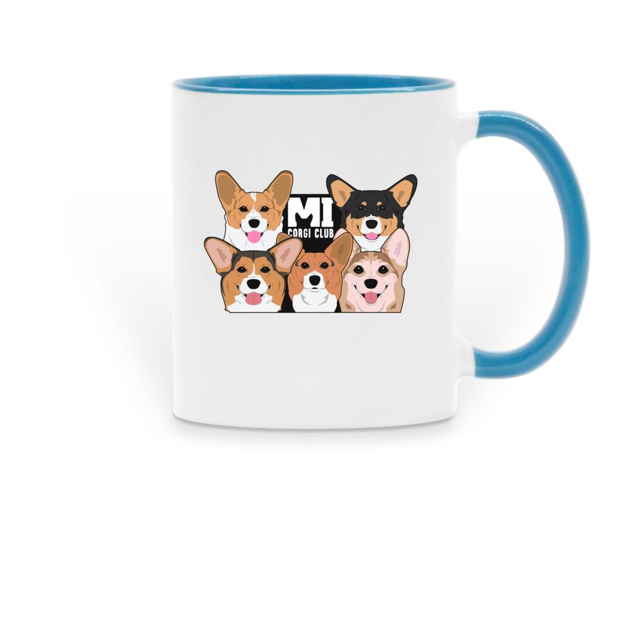 Michigan Corgi Club Mug, a Light Blue Two-Tone Ceramic Mug