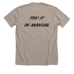 Try it in manual, a Heather Stone Premium Unisex Tee (back-view)